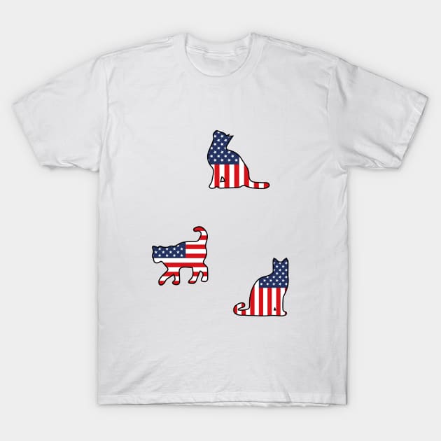 American Flag Cat Pack T-Shirt by EpicMums